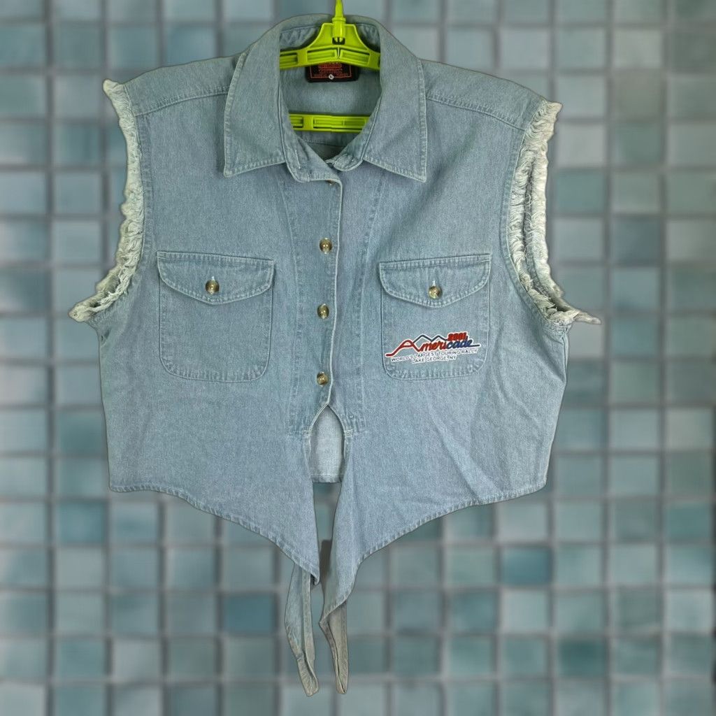 George VINTAGE Biker Design Denim Vest Womens 2001 Lake George Rally Blue Graphic Short Sleeveless XL Size XL / US 12-14 / IT 48-50 - 1 Thumbnail