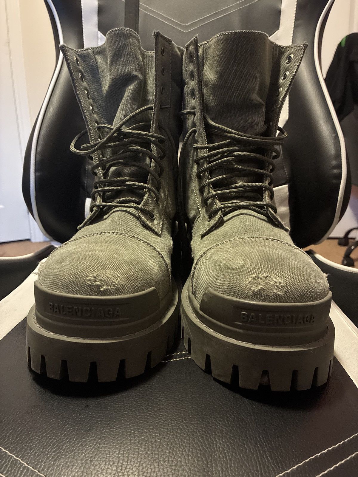 Balenciaga Combat Strike Boots Balenciaga Distressed Canvas Combat