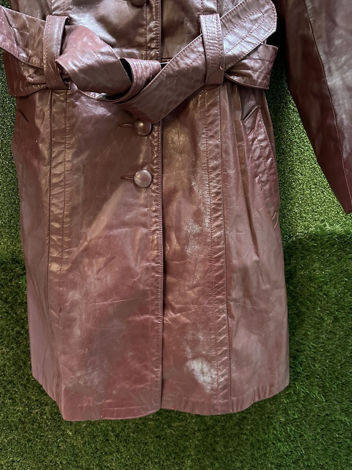 Vintage Vintage 1980s Cosa-Nova Long Red Leather Jacket Small Size S / US 4 / IT 40 - 4 Thumbnail