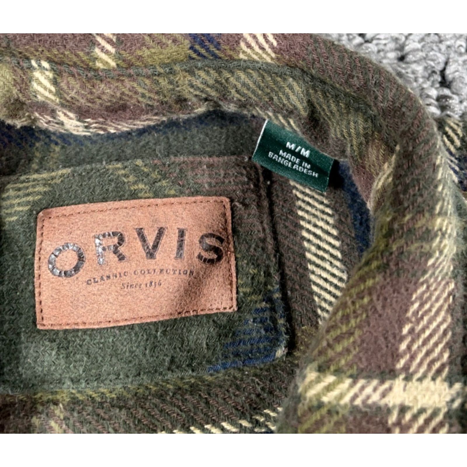 Orvis Orvis Flannel Shirt Jacket Men's Medium Olive Green Plaid Shacket Distressed, Heavyweight, Pockets, Button-Up, 90s Grunge Retro Casual Workwear Size US M / EU 48-50 / 2 - 3 Thumbnail