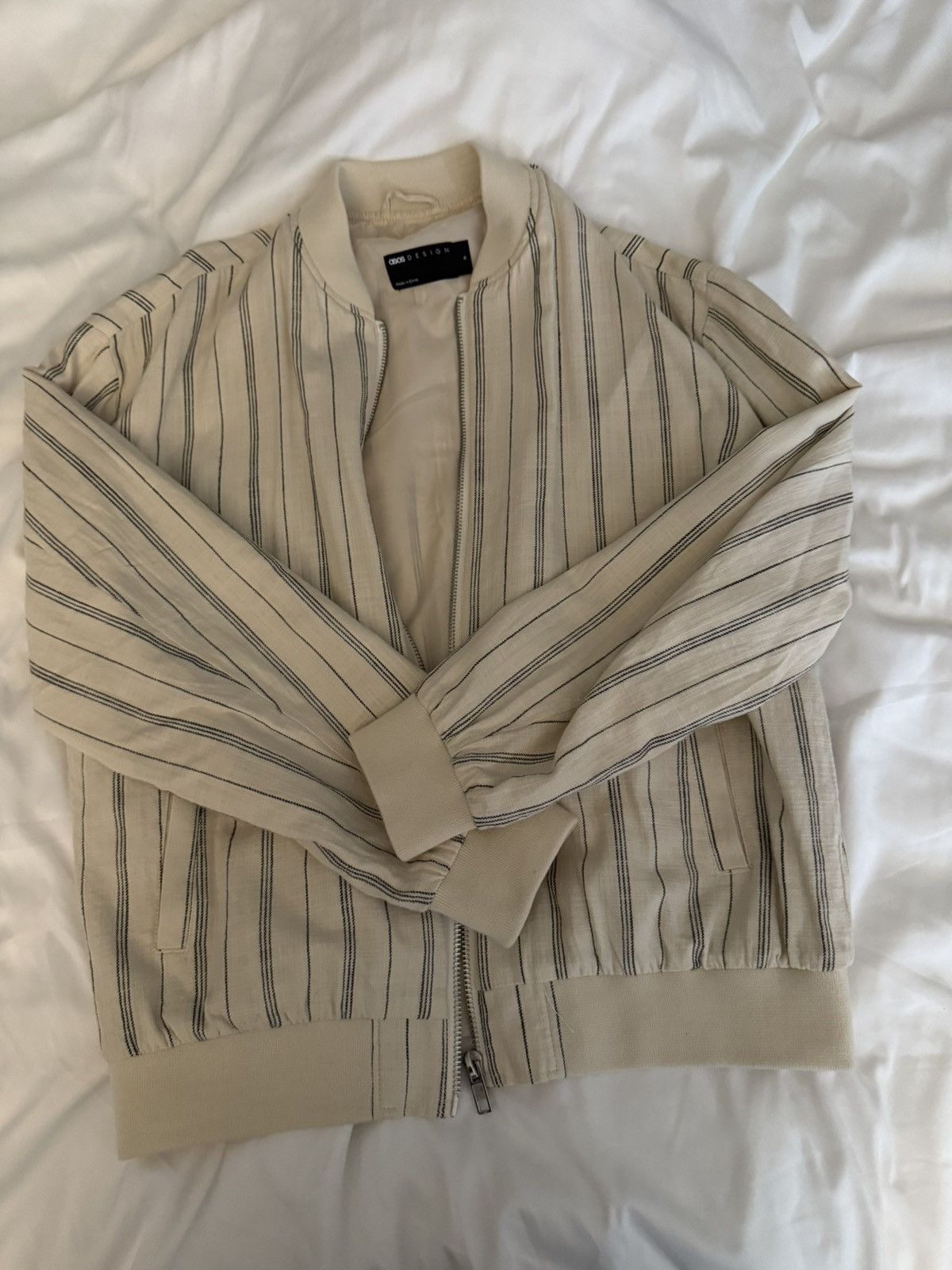 Asos Asos Design Beige Bomber Size US L / EU 52-54 / 3 - 3 Thumbnail