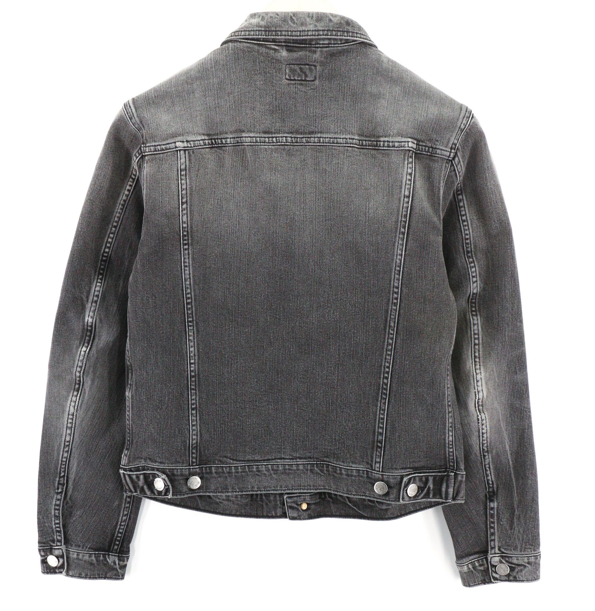 M Grey Washed Unlined Cotton Denim Jacket 80784