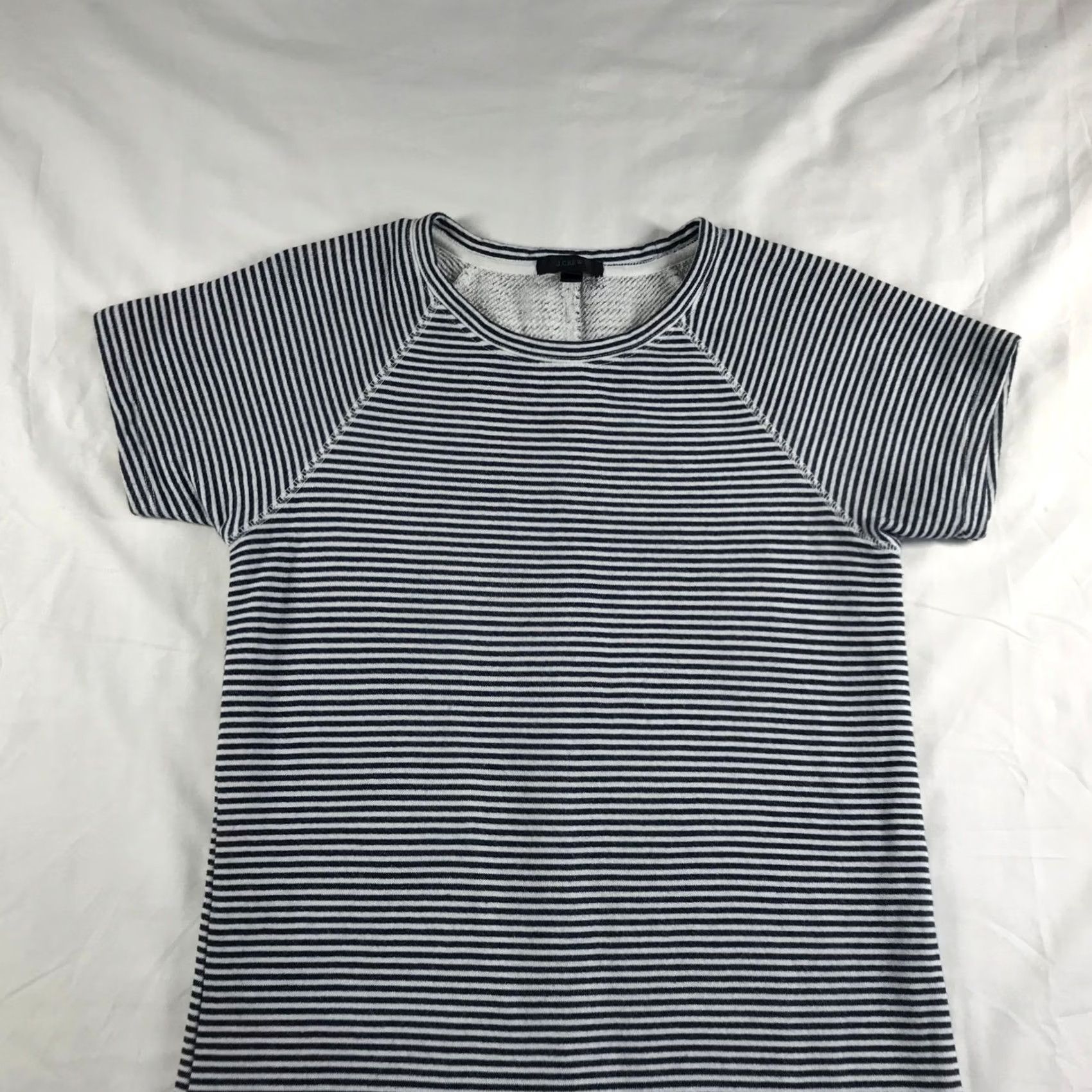 J.Crew J.Crew T-Shirt Dress Small Navy White Striped French Terry Raglan Short Sleeve Womens Size S / US 4 / IT 40 - 6 Thumbnail