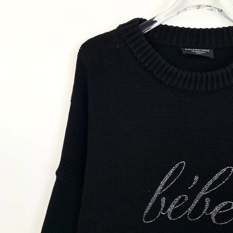 Balenciaga Balenciaga Black monogrammed diamond cotton crewneck long- Size US M / EU 48-50 / 2 - 3 Thumbnail