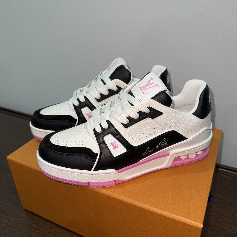 Louis Vuitton Louis Vuitton Pink Low-Top Trainer Sneakers 0079 Size US 7 / IT 37 - 1 Thumbnail