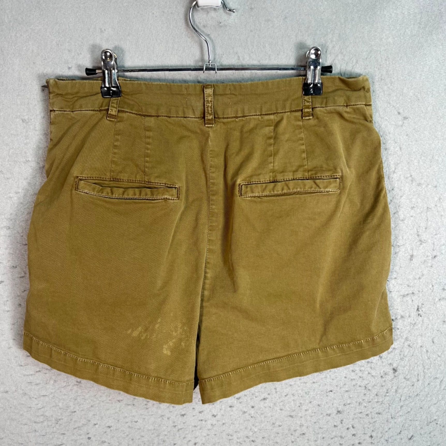 Anthropologie Anthropologie Womens Size 8 Olive High-Waisted Pleated Shorts Cotton Blend Shirt Women Olive Green ? Size 30" / US 8 / IT 44 - 2 Thumbnail