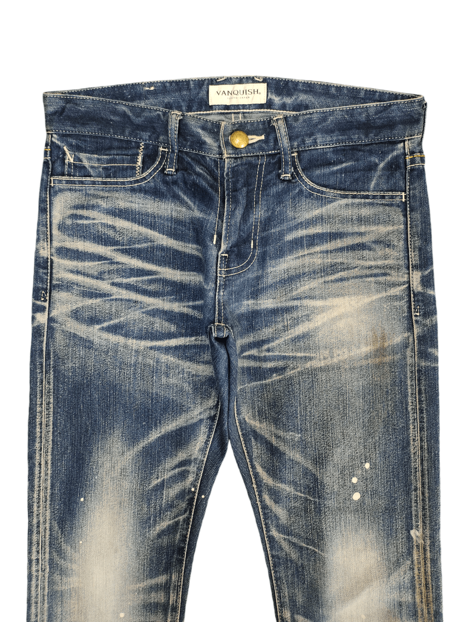 A.F.F.A. × Undercover Vanquish Clawmark Distress Faded Painted Jeans Slim Fit Size US 29 - 2 Thumbnail