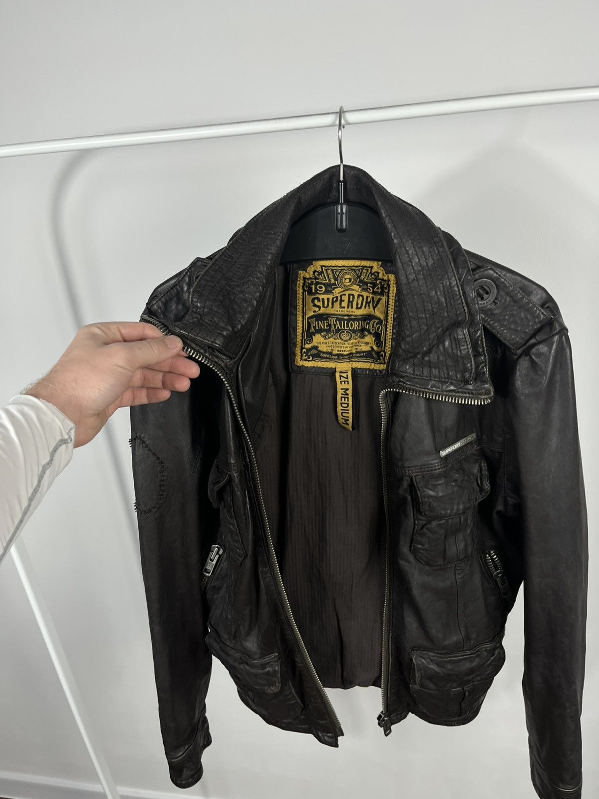 Superdry Superdry Genuine Leather Jacket Black Size M Distressed Size US M / EU 48-50 / 2 - 12 Thumbnail