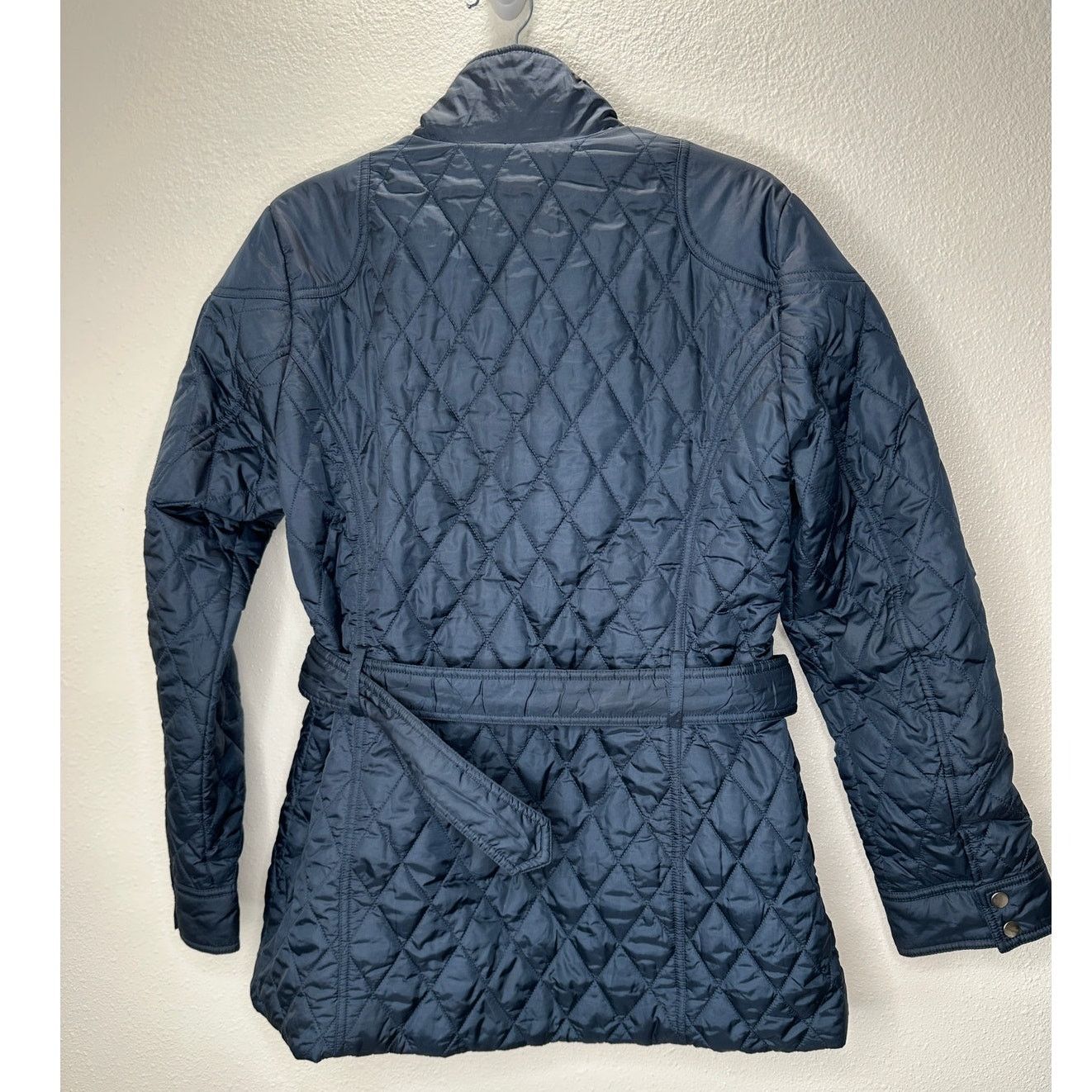 Banana Republic Banana Republic Navy Diamond Quilt Belted Mock Neck Jacket L Size L / US 10 / IT 46 - 11 Thumbnail