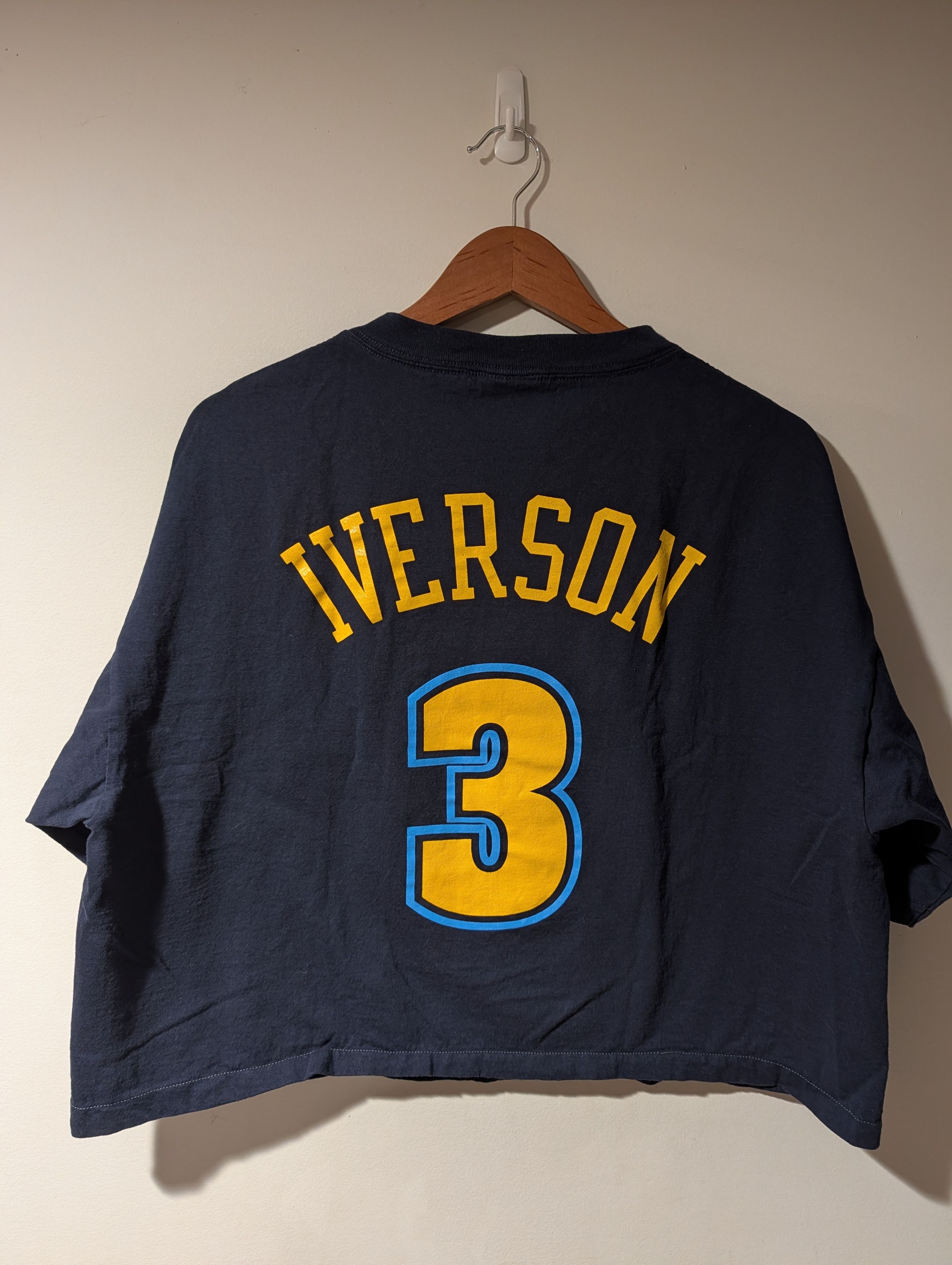 Majestic Vintage Denver Nuggets Allen Iverson #3 T Shirt XL Cropped Size US XL / EU 56 / 4 - 4 Thumbnail