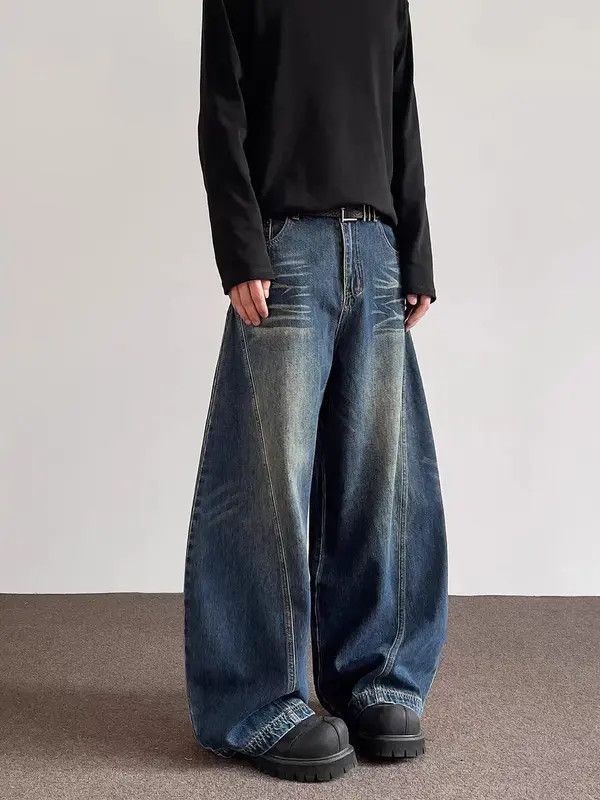 Japanese Brand VIBE Retro vintage deconstruction curved knife baggy jeans Size US 34 / EU 50 - 7 Thumbnail