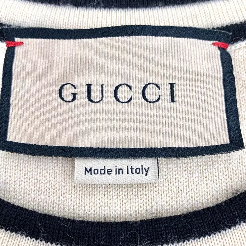 Gucci Gucci Beige striped chain wool round-neck short-sleeved dre Size L / US 10 / IT 46 - 5 Thumbnail