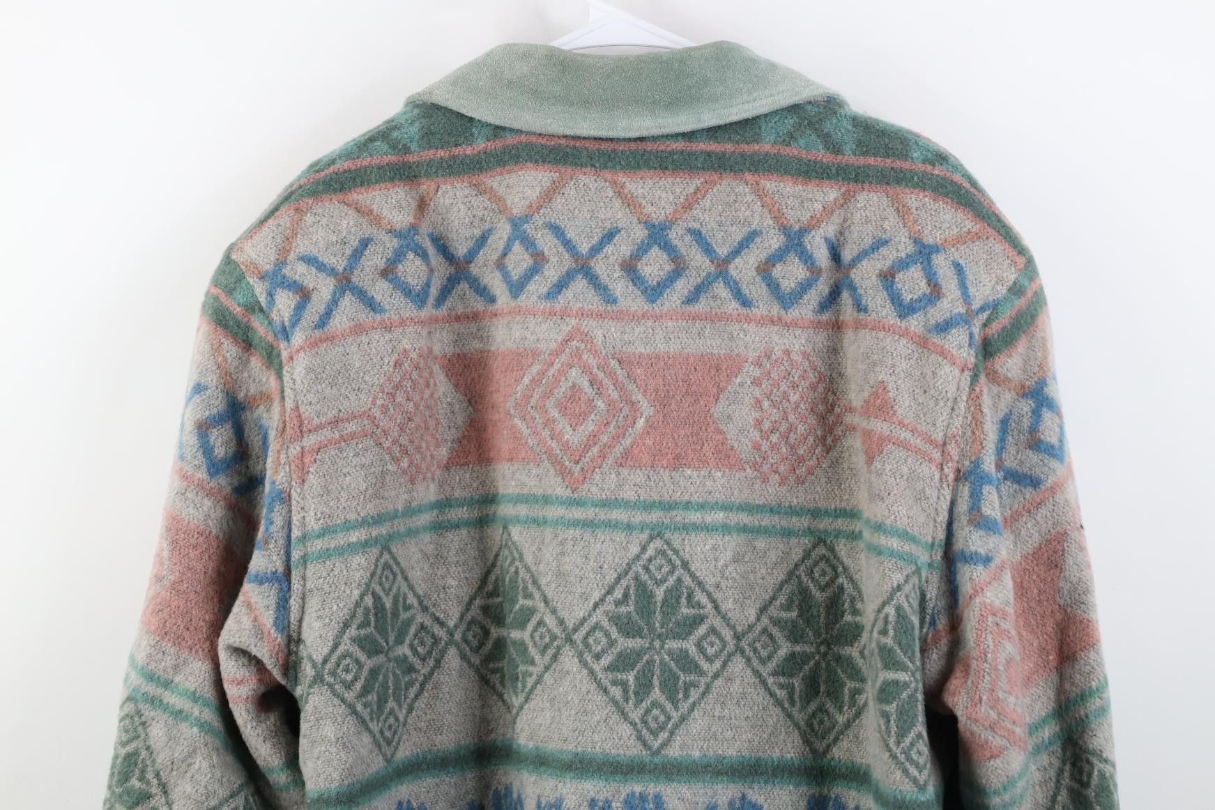 Vintage Vintage 90s Streetwear Button Southwestern Wool Suede Jacket Size XL / US 12-14 / IT 48-50 - 14 Thumbnail