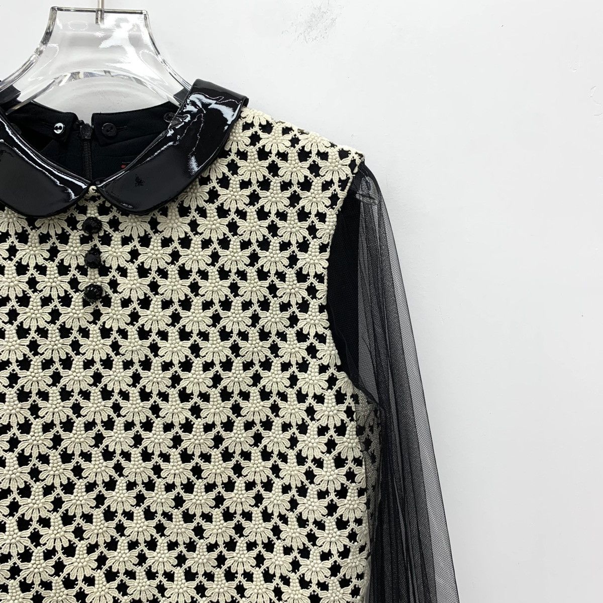 Gucci Gucci Black Hollow Floral Spliced Lace Wool Dress K26WX Size M / US 6-8 / IT 42-44 - 3 Thumbnail