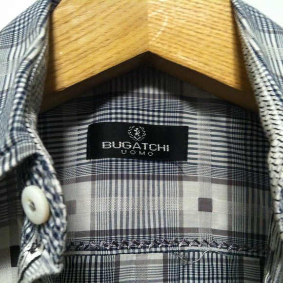 BUGATCHI BUGATCHI MENS PRE-OWNED GRAY 100%COTTON CASUAL SHIRT SIZE: S Size US S / EU 44-46 / 1 - 5 Thumbnail