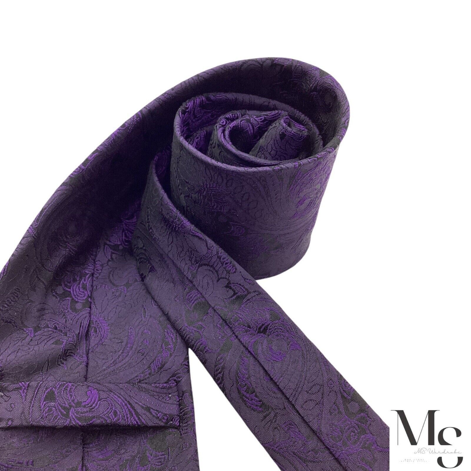 Murano MURANO XL Purple & Black Paisley Silk Tie Hand Made In USA W Size ONE SIZE - 4 Thumbnail