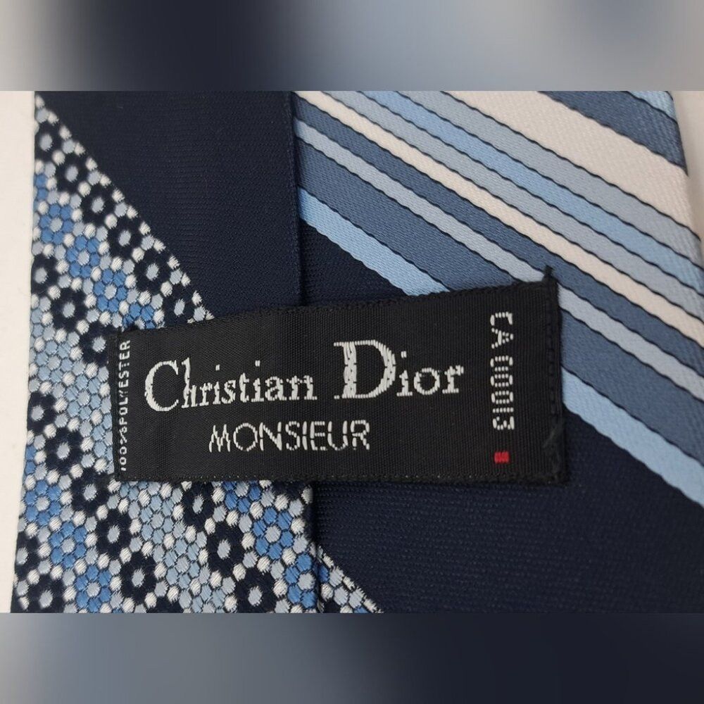 Christian Dior Monsieur Christian Dior Vintage Neck Tie Repp Striped Floral Shades Size ONE SIZE - 4 Thumbnail