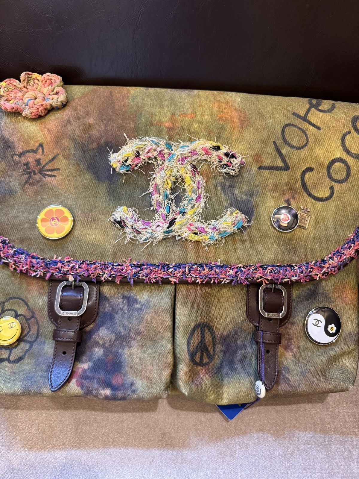 Chanel on the pavenent Graffiti messenger bag