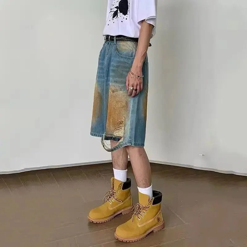 Japanese Brand Streetwear Design Hole Straight Retro Style Shorts y2k Size US 32 / EU 48 - 4 Thumbnail