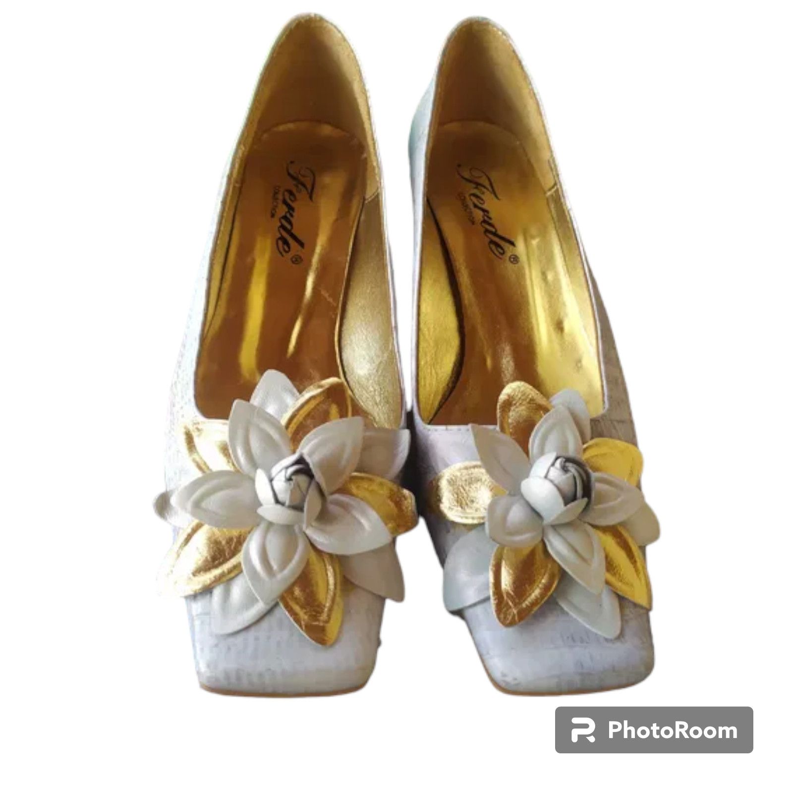 Other Vintage avant garde kitten heels floral decor US sz 6.5 Size US 6.5 / IT 36.5 - 1 Thumbnail