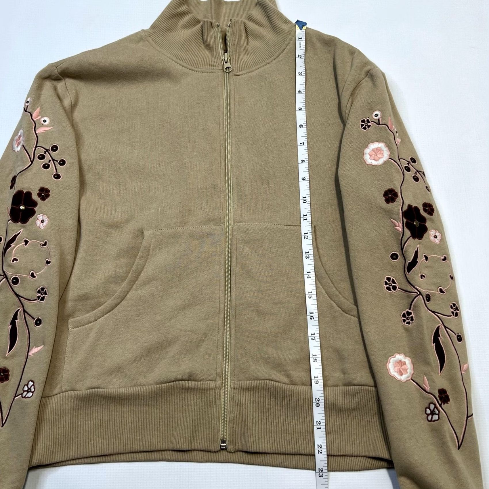 Scully Scully Jacket Womens Medium Khaki Floral Embroidered Zip Up Westerns Collection Cotton Jacket/Sweater? (Note: This needs correction) Size M / US 6-8 / IT 42-44 - 6 Thumbnail
