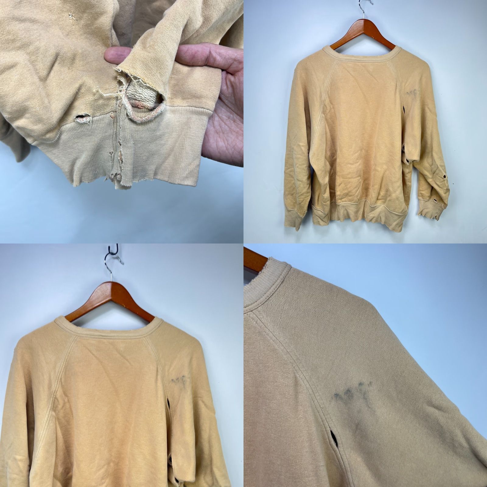 Thrasher VINTAGE 80s Sun Faded Raglan Sweatshirt M Beige Cotton Graphic Print Music 80s Pullover Men Raglan Crew Neck Long Sleeve Size US M / EU 48-50 / 2 - 8 Thumbnail