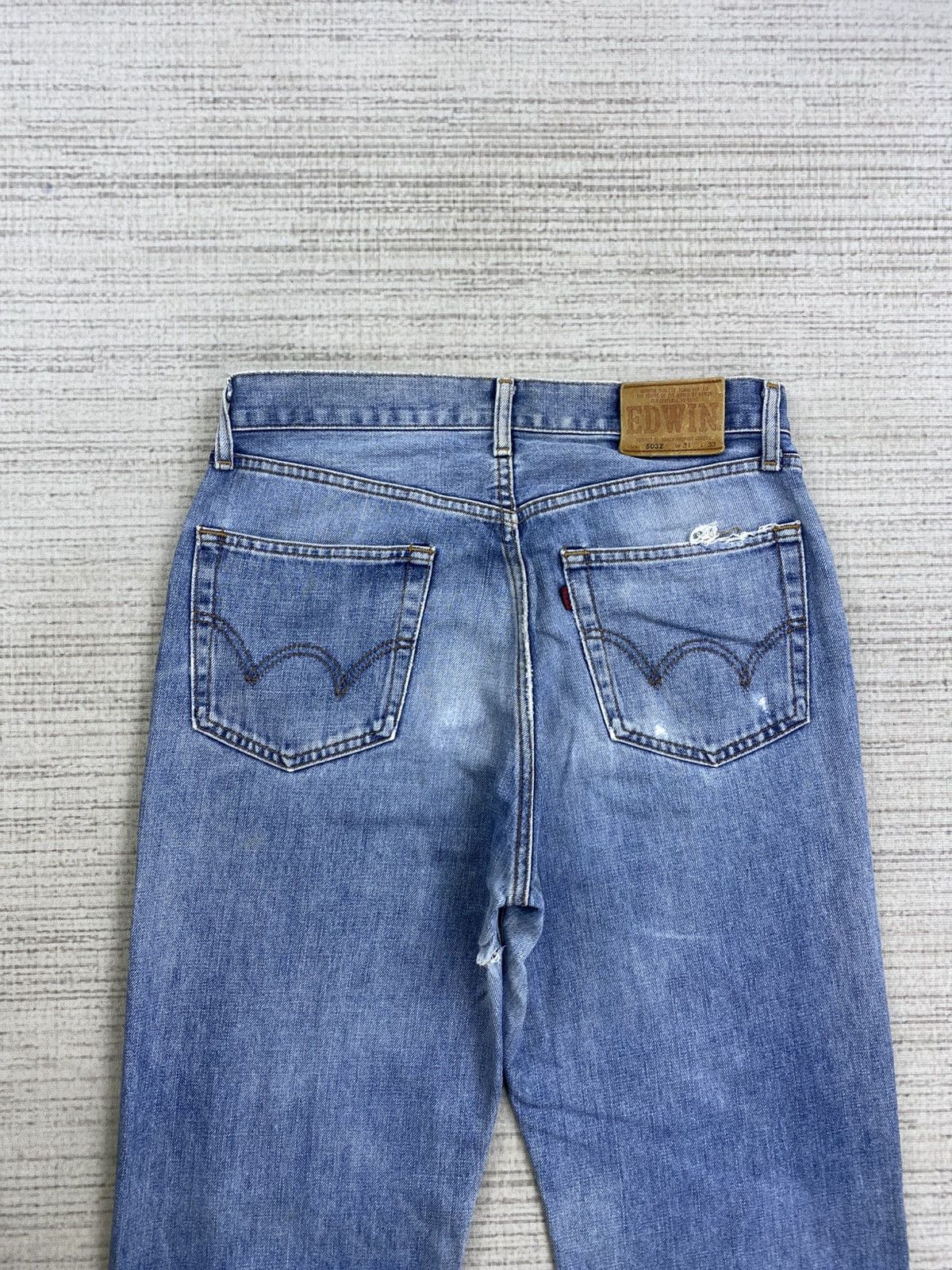 Edwin Vintage Edwin 503 Denim Blue Distressed Denim Pants Size US 31 - 6 Thumbnail