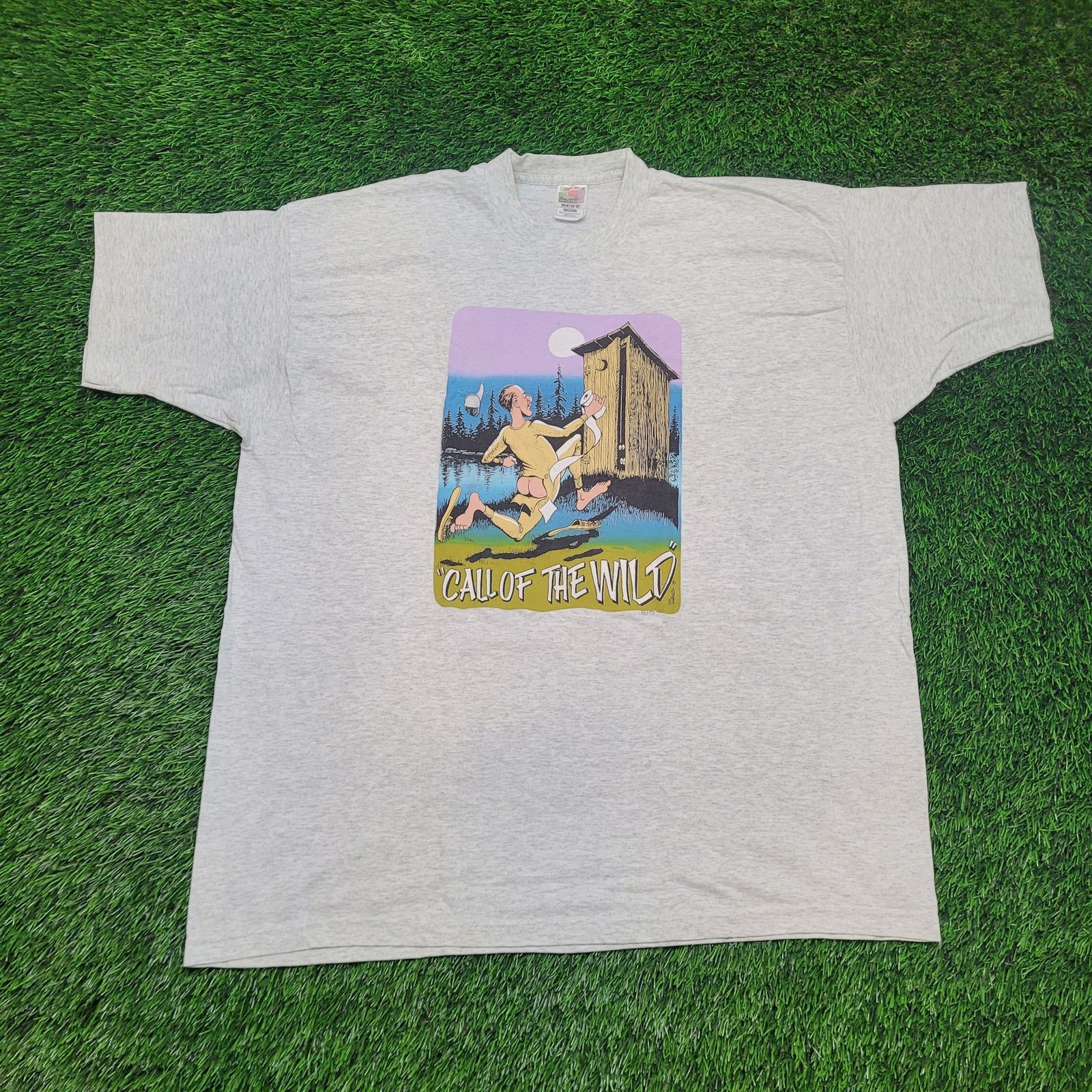 Fruit Of The Loom VTG Call of the Wild Funny Potty T-Shirt XXL Outhouse Humor Size US XXL / EU 58 / 5 - 1 Thumbnail