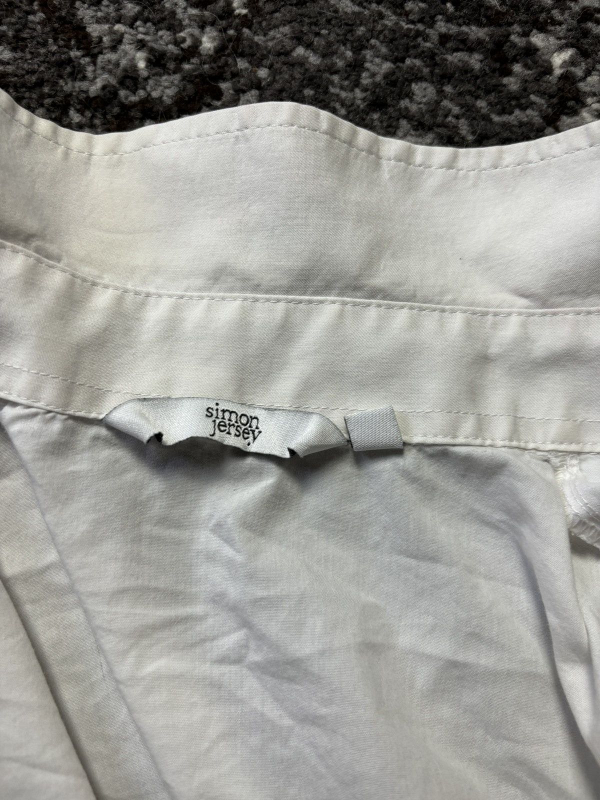 Designer × Japanese Brand × Vintage Vintage Simon jersey long-sleeve button up white blouse Size M / US 6-8 / IT 42-44 - 6 Thumbnail