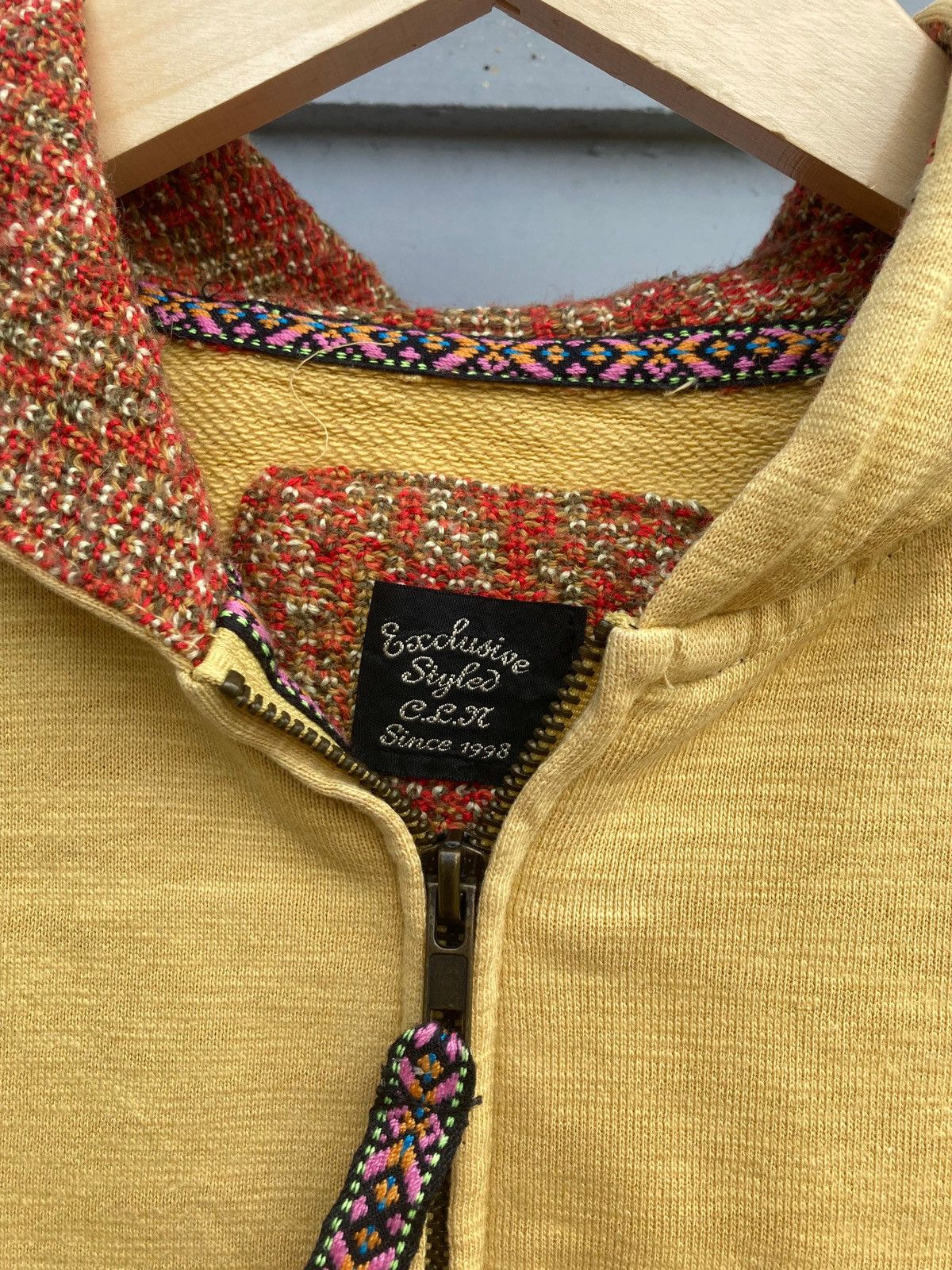 If Six Was Nine Exclusive Styled Japanese Brand Yellow Half Knit Hoodie Size US M / EU 48-50 / 2 - 5 Thumbnail
