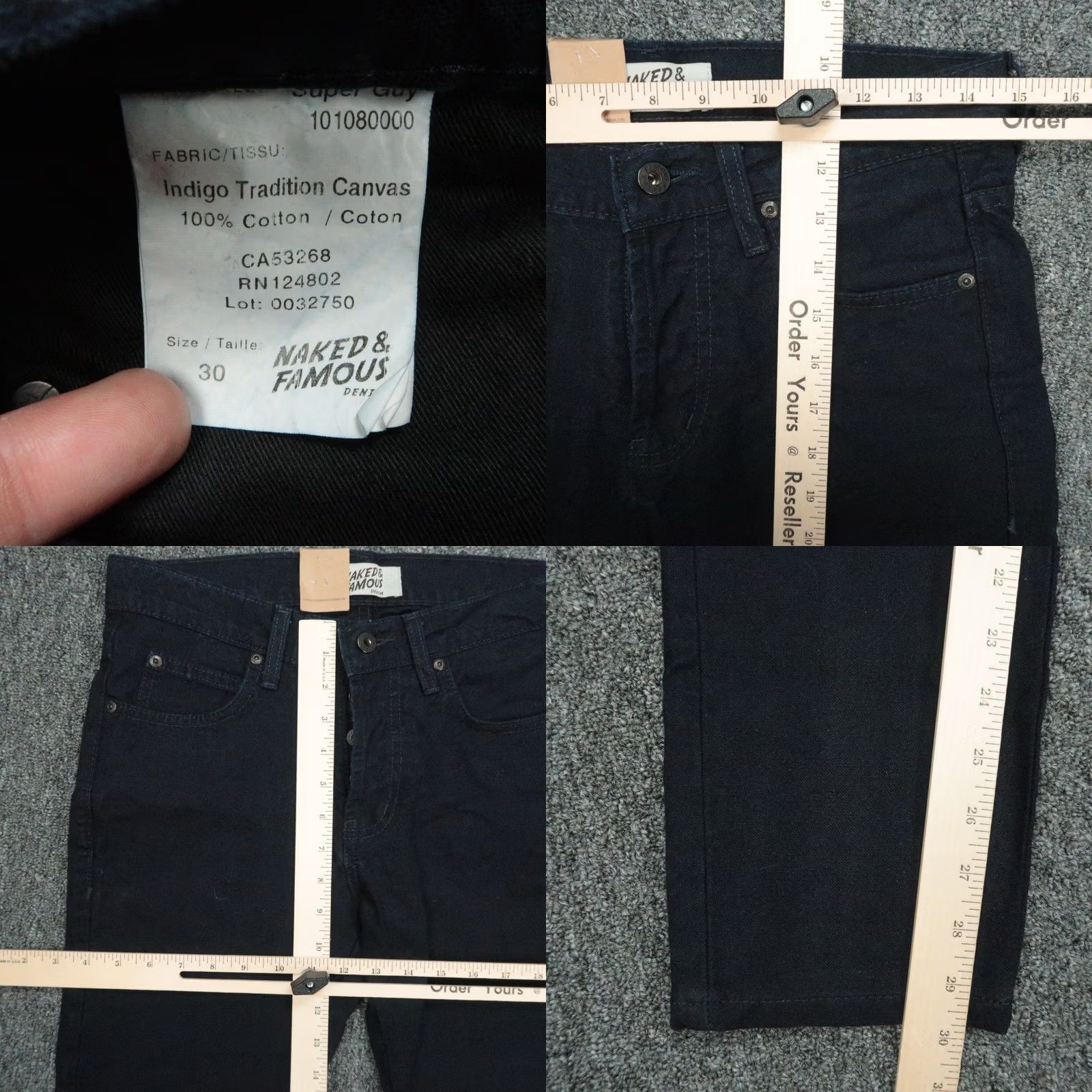 Vintage Naked & Famous Denim Jeans Mens 30x30 Indigo Tradition Super Guy Japanese Duck Canvas Slim 5-Pocket Denim Jeans Blue Cotton Size US 30 / EU 46 - 8 Thumbnail