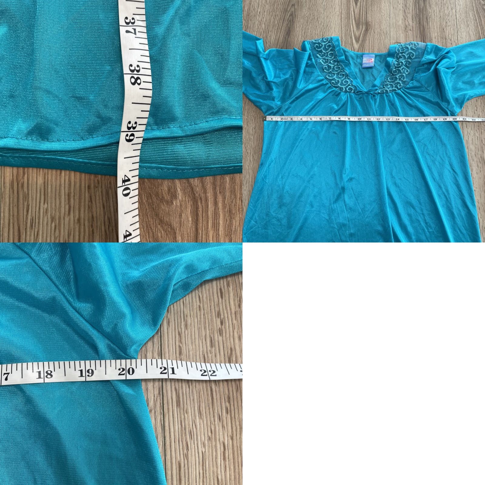 Haband VINTAGE Haband Moon Beam Nightgown Gown XL Teal Embroidered Women's Size ONE SIZE - 8 Thumbnail