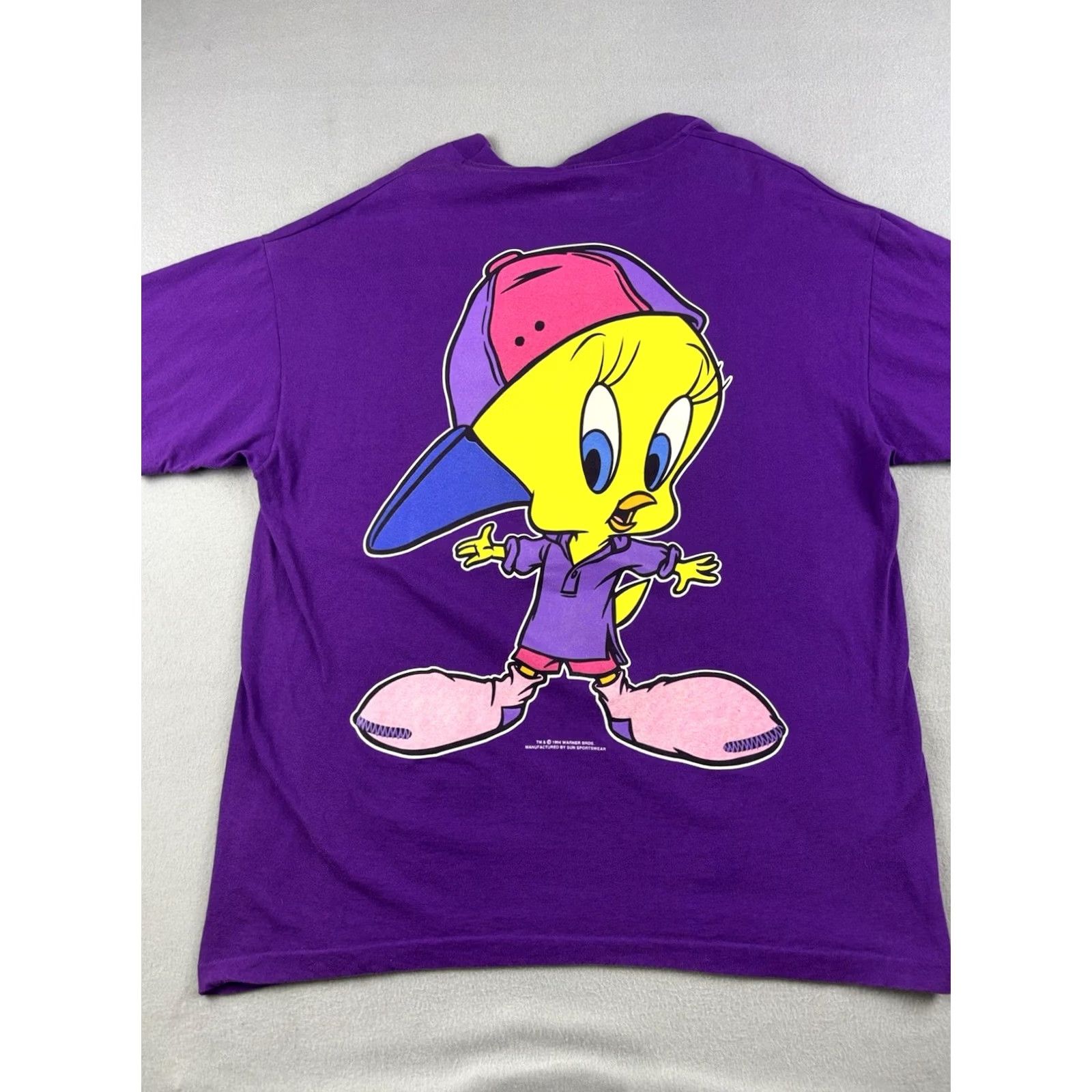 Vintage VINTAGE Looney Tunes Tweety Bird Shirt L Men Purple Double Sided USA 90s Size US L / EU 52-54 / 3 - 5 Thumbnail