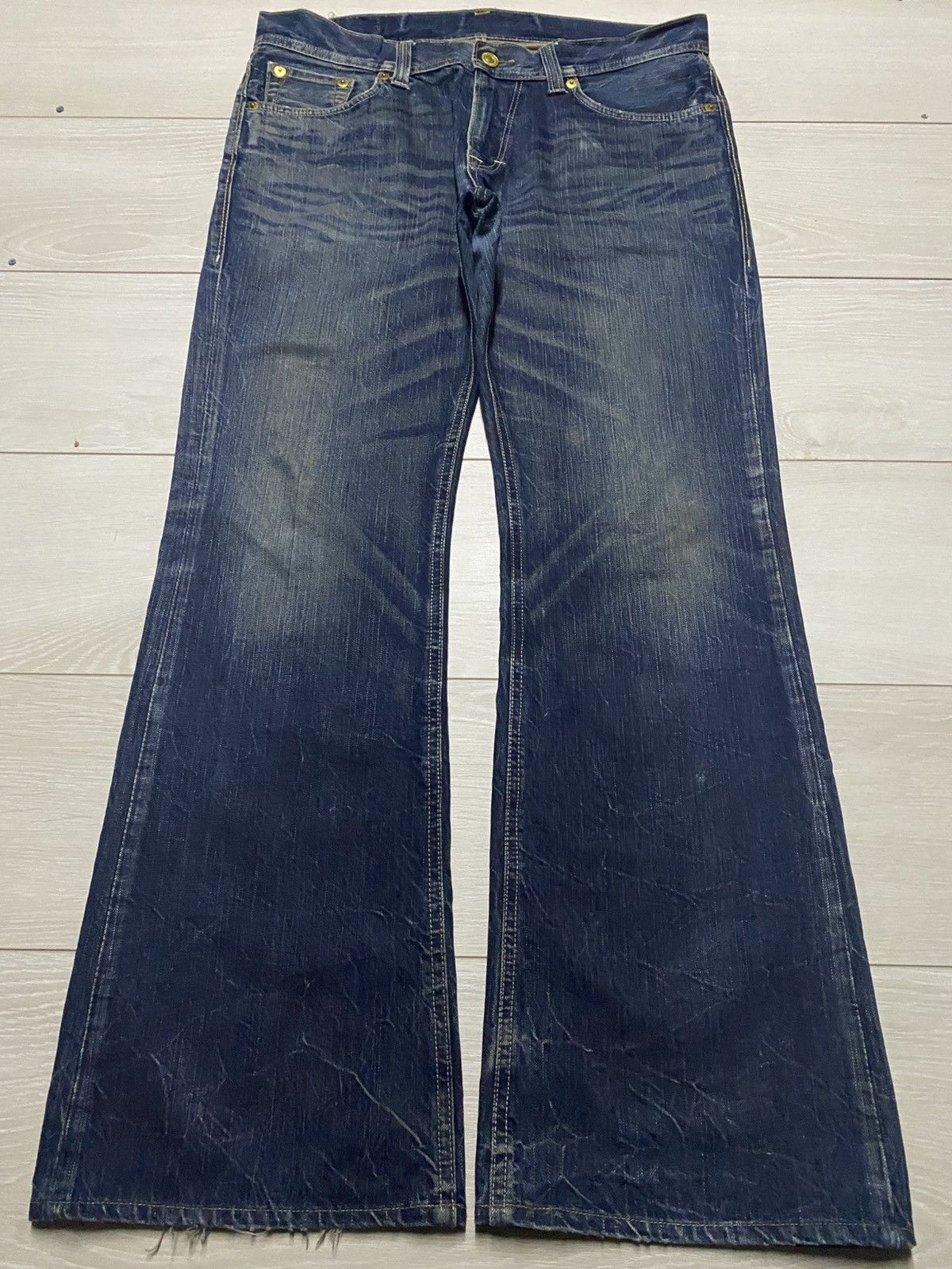 Japanese Brand Vintage Denim Craft Mud Faded Wash Distressed Repair Flare Size US 36 / EU 52 - 1 Thumbnail