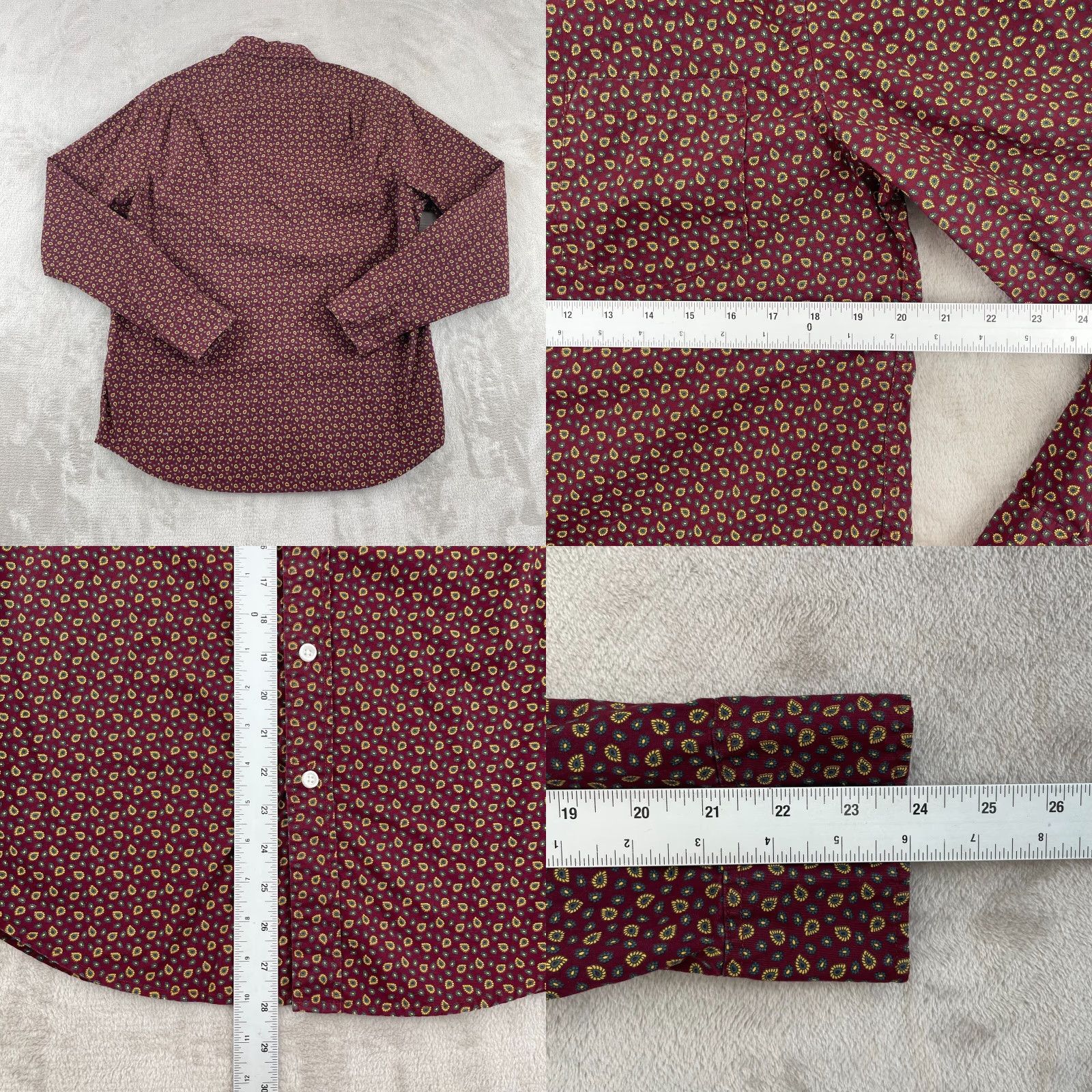 J.Crew J.CREW Shirt Men M Burgundy Paisley AOP Slim Untucked Flex Washed Preppy Shirt Size US M / EU 48-50 / 2 - 8 Thumbnail