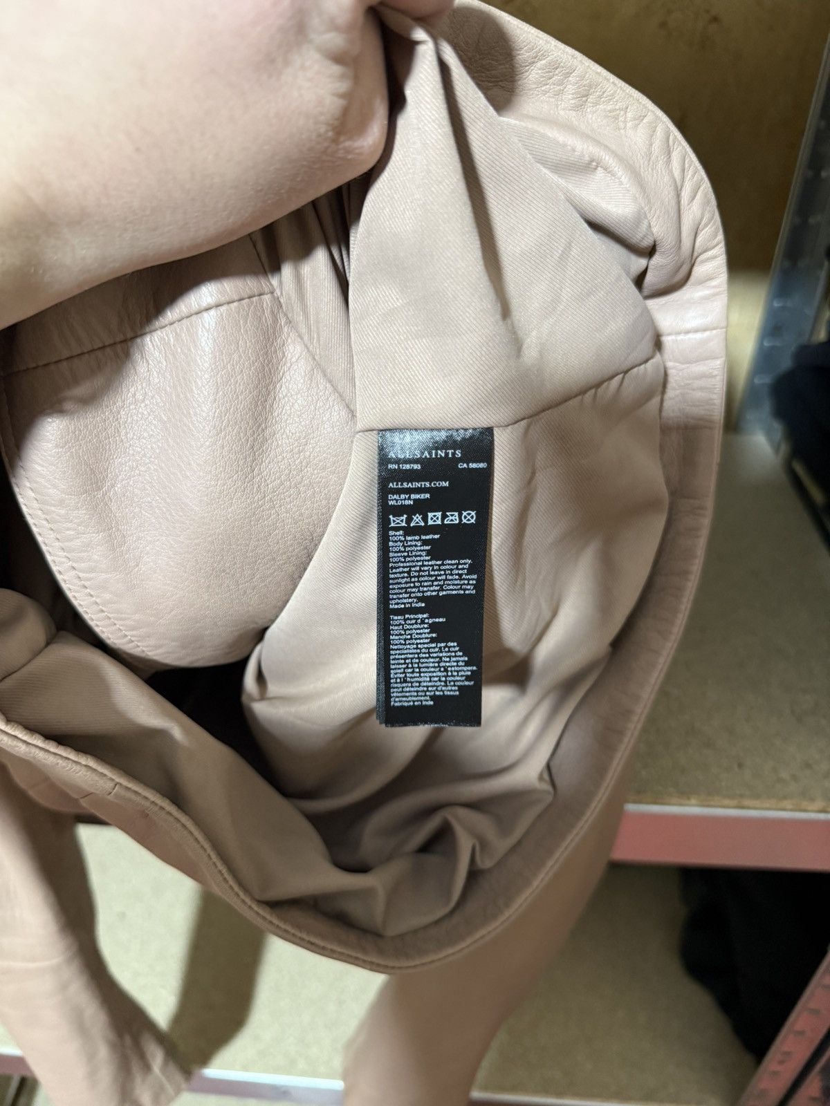 Allsaints × Designer ALL SAINTS DALBY BIKER LAMB BEIGE LEATHER FULL ZIPPER JACKET Size M / US 6-8 / IT 42-44 - 6 Thumbnail