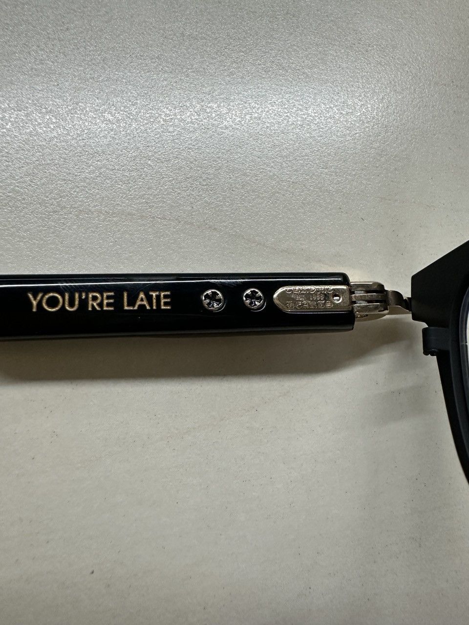 Chrome Hearts Chrome Hearts YOU'RE LATE BK/GP Cross Glasses Frame Size ONE SIZE - 8 Thumbnail
