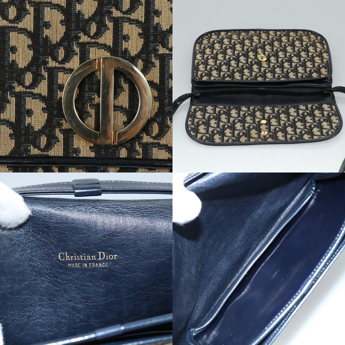 Dior DIOR Trotter Canvas Shoulder Bag Navy Gold Size ONE SIZE - 11 Thumbnail