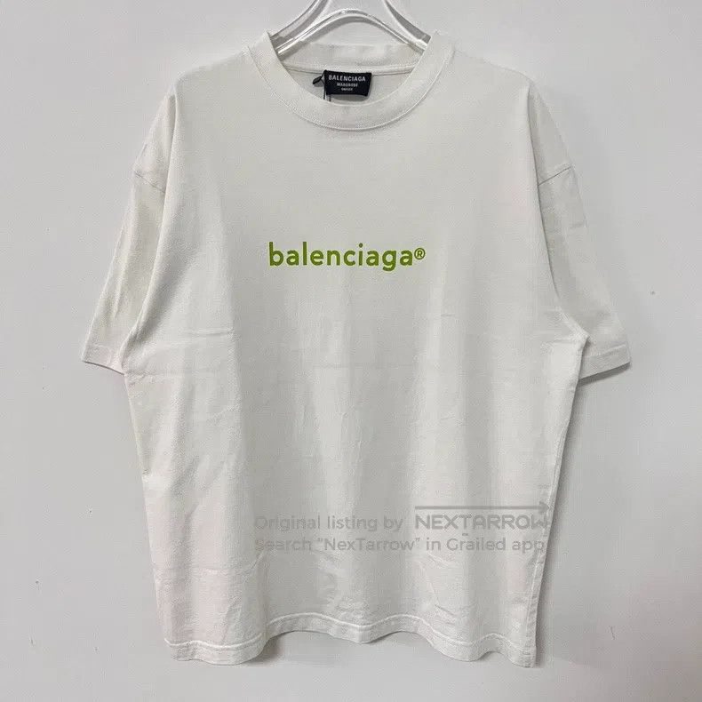 Balenciaga Balenciaga Green Logo White Short Sleeve Size US XS / EU 42 / 0 - 1 Thumbnail