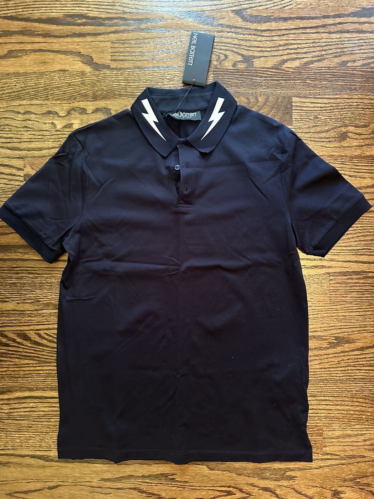 image of Neil Barrett Classic Bolt Polo in Navy, Men's (Size Small)