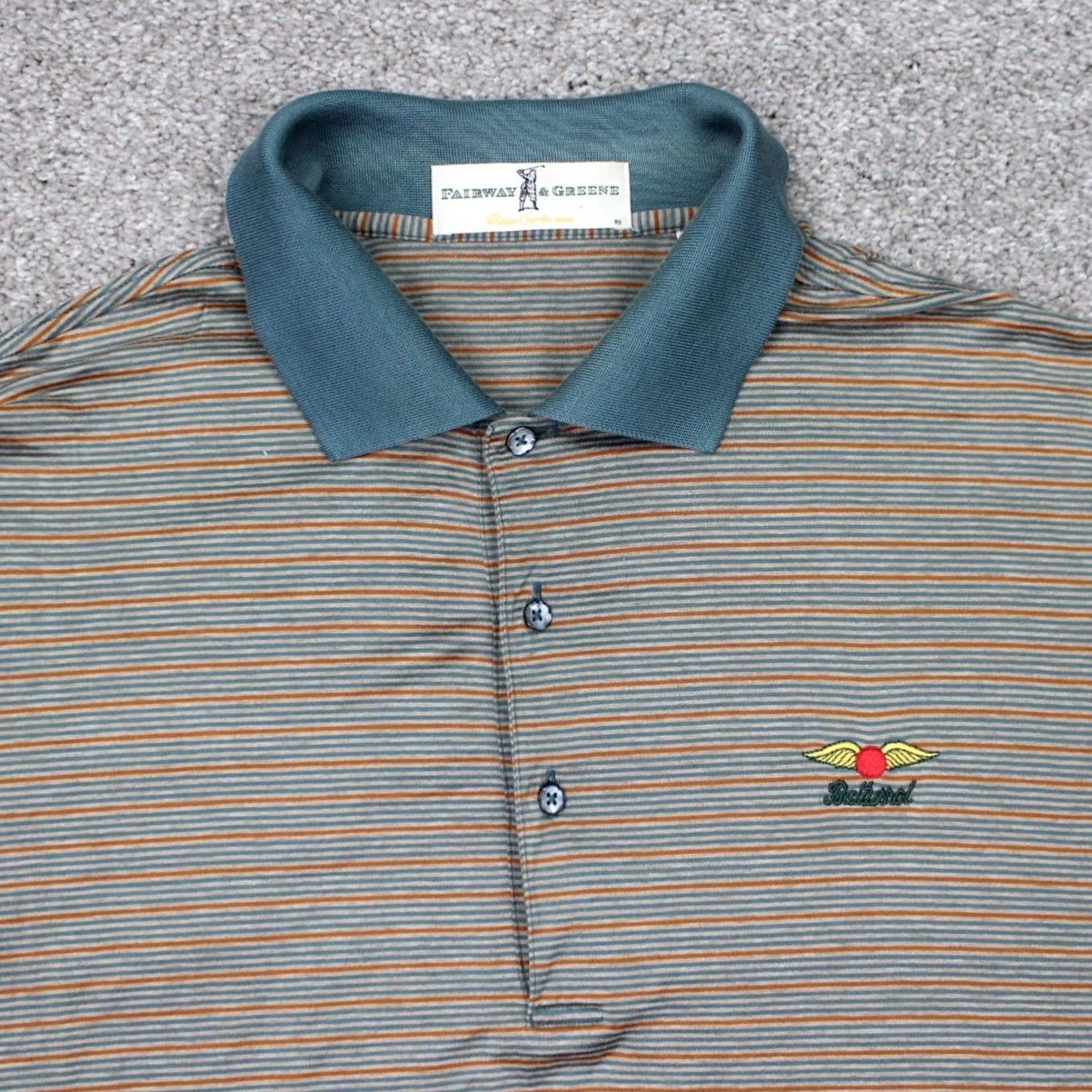 Vintage Fairway & Greene Polo Shirt Mens L Green/Brown Baltusrol Logo S/S Pullover Size US L / EU 52-54 / 3 - 5 Thumbnail