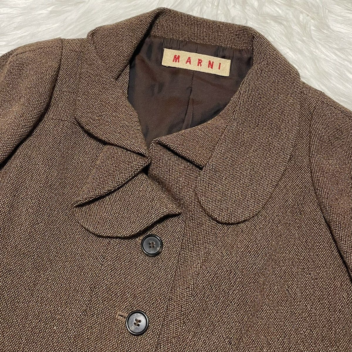 Marni Genuine Marni Asymmetrical Short Wool Jacket 38 Brown MARNI Size XS / US 0-2 / IT 36-38 - 7 Thumbnail