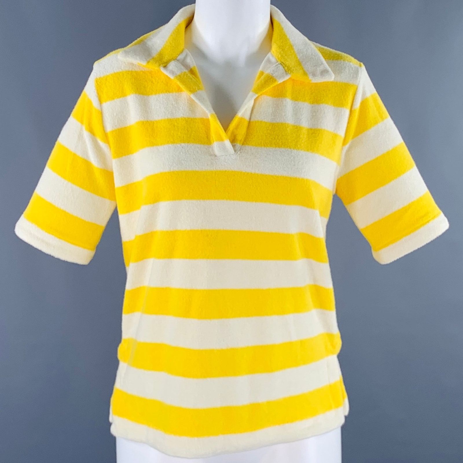 Trovata TROVATA S Yellow White Cotton Stripe Short Sleeve Casual Top Size S / US 4 / IT 40 - 1 Thumbnail