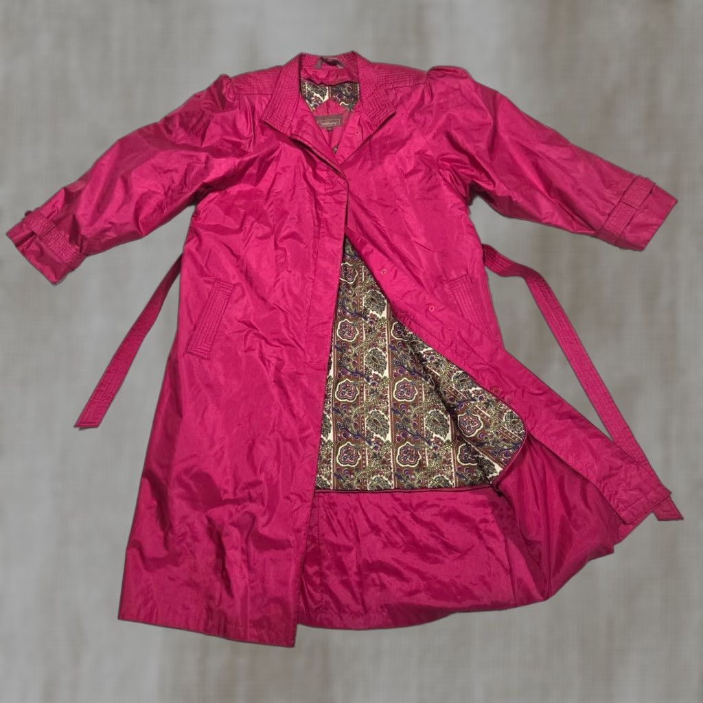 Worthington VINTAGE Worthington Coat Trench Coat Overcoat Nylon Pink 14 Women 80s 90s Rainwear Mid-Length, Long Sleeve, Solid, Regular Fit Size XL / US 12-14 / IT 48-50 - 1 Thumbnail