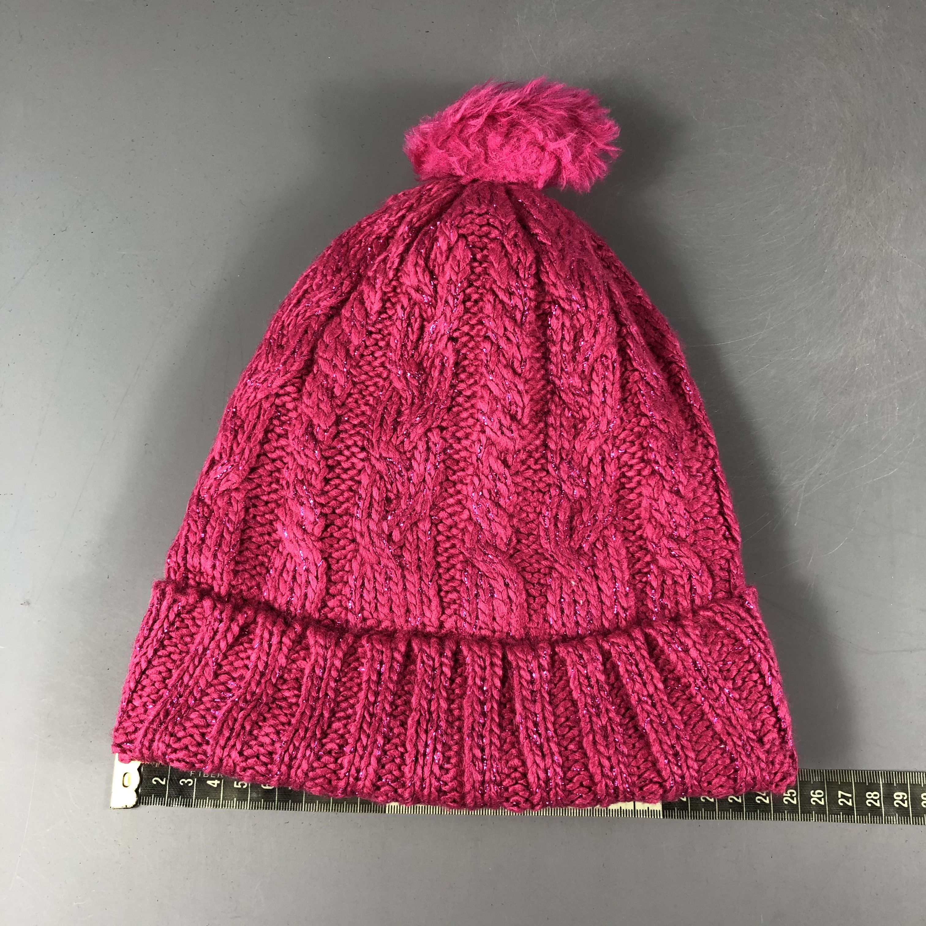 H&M × Vintage Womens H&M Cable Knit Pompom Beanie Snow Hat Snow Cap -D1216 Size ONE SIZE - 4 Thumbnail