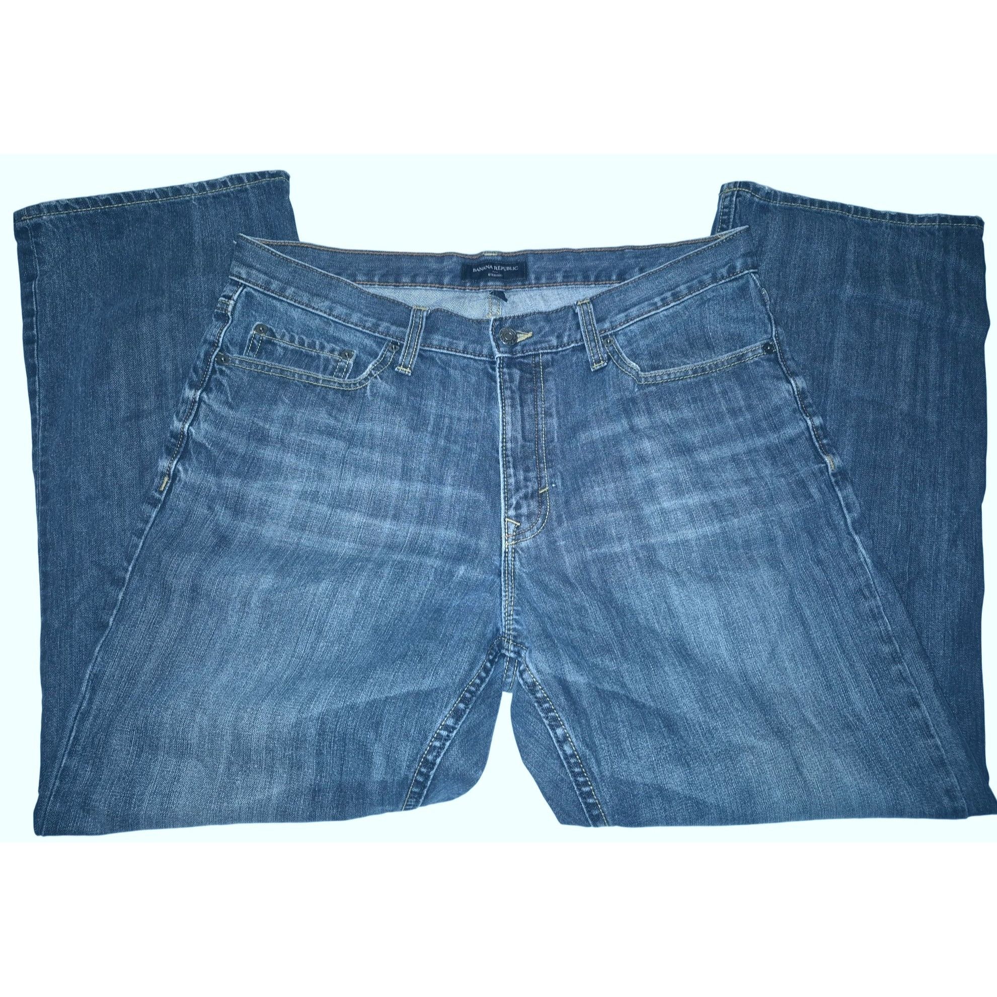 Banana Republic Banana Republic Mens Straight Leg Jeans 35x30 Dark Wash Deni Size US 35 - 4 Thumbnail
