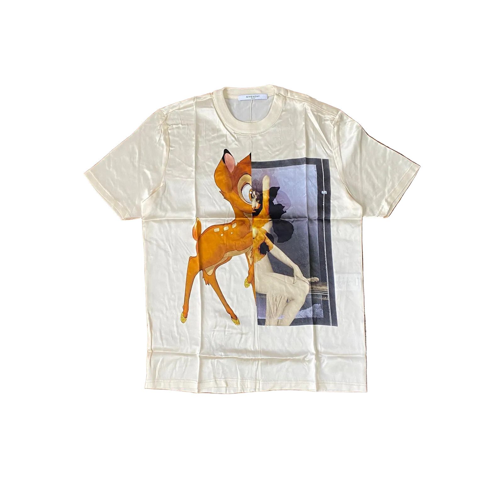 Givenchy Beige Silk Satin Bambi T-Shirt Size US S / EU 44-46 / 1 - 1 Thumbnail