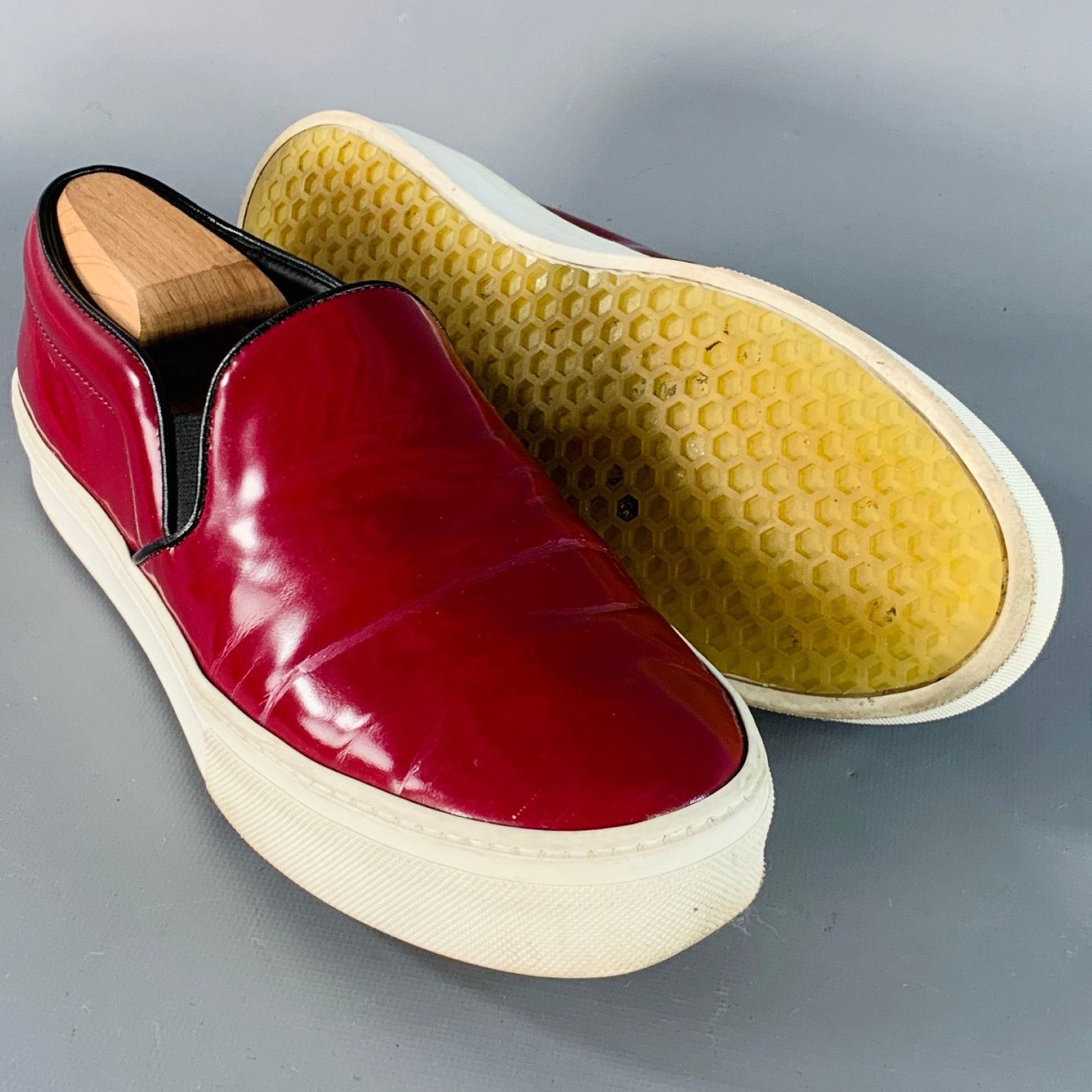 Celine CELINE 8.5 Burgundy White Patent Leather Slip On Sneakers Size US 8.5 / IT 38.5 - 5 Thumbnail