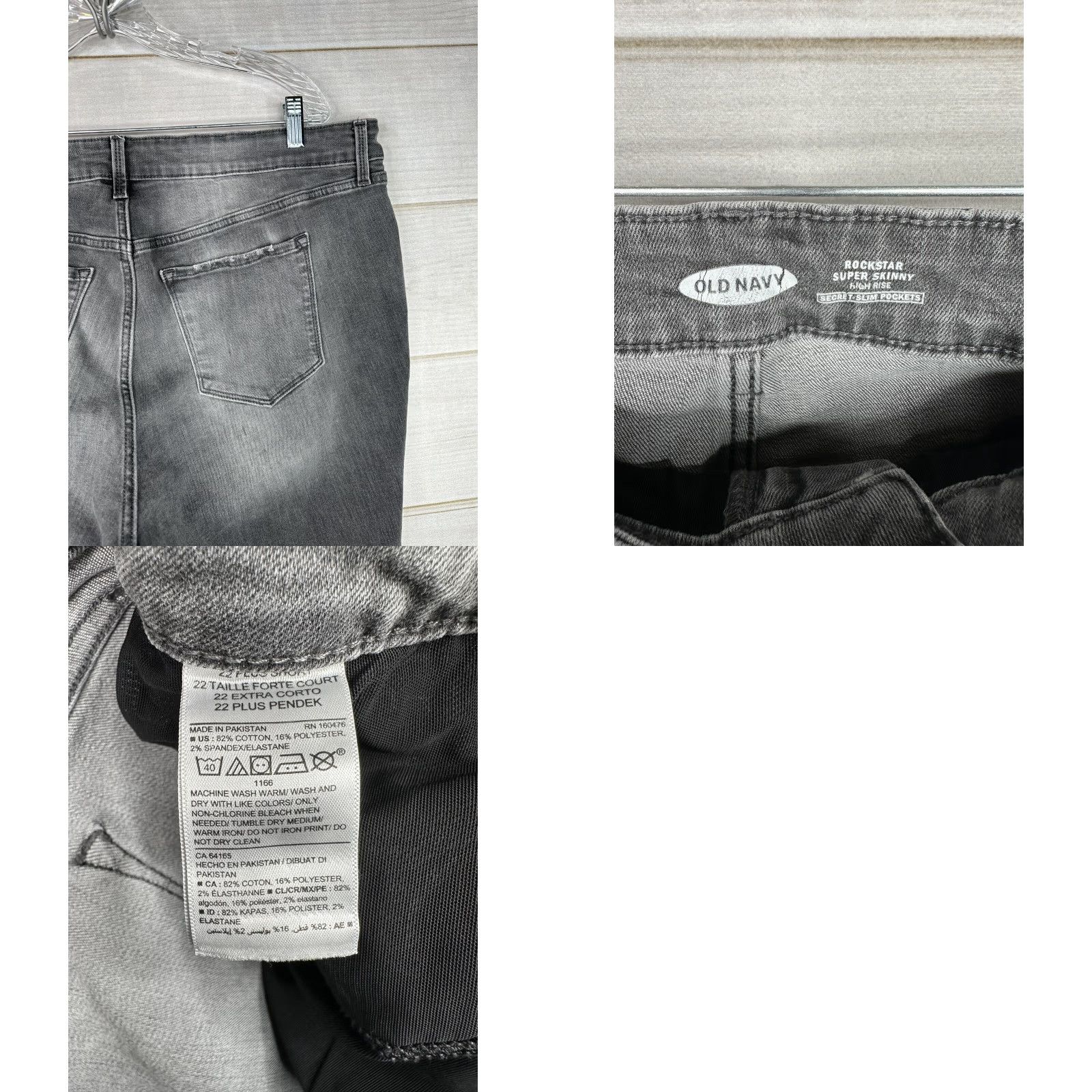 Old Navy Old Navy Jeans Womens 22 Gray Rockstar Skinny High Rise Pocket 5-Pocket Belt Loops Denim Plus Size Size 40" / US 18 - 8 Thumbnail