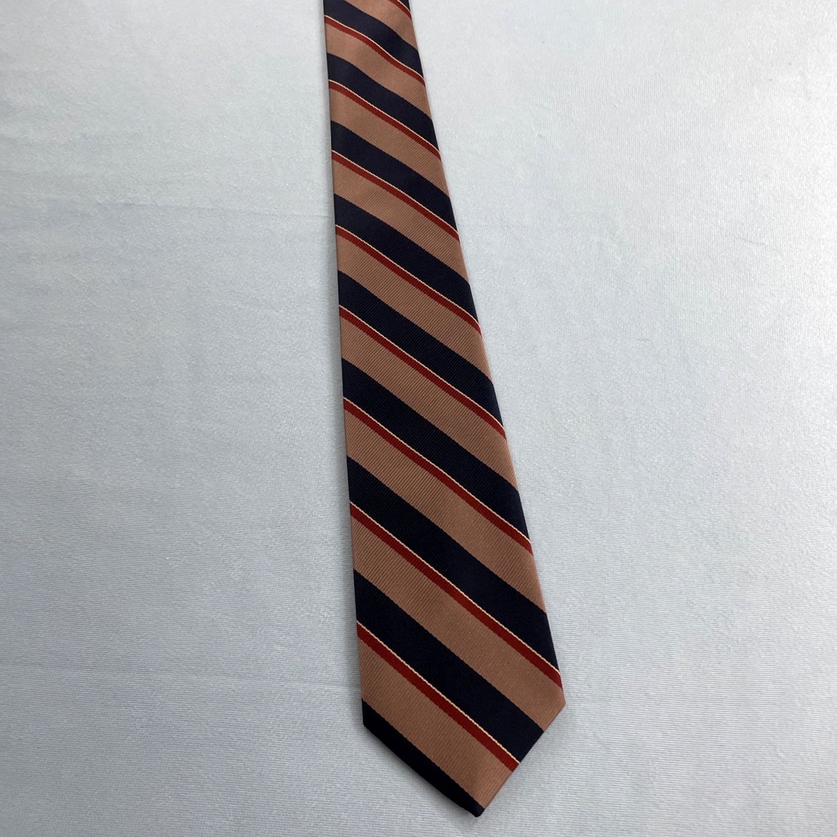 Vintage vtg Angelo Correlli Repp Tie Men Brown Blue Red Stripe Italy Capsule 3x56 Cap 60s 70s Adjustable Handmade Polyester Vintage Surrey Mens Size ONE SIZE - 7 Thumbnail